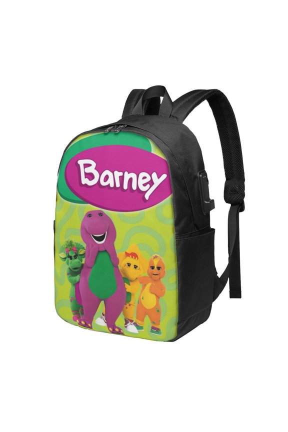Barney And Friends Backpack Large Laptop Bookbag with usb Charging Port College Travel Hiking School Computer Daypack Rucksack