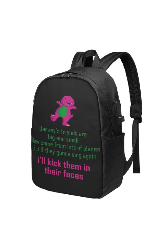 Barney And Friends Backpack Large Laptop Bookbag with usb Charging Port College Travel Hiking School Computer Daypack Rucksack