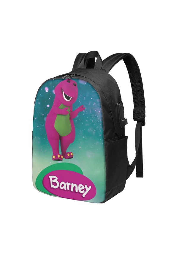 Barney And Friends Backpack Large Laptop Bookbag with usb Charging Port College Travel Hiking School Computer Daypack Rucksack