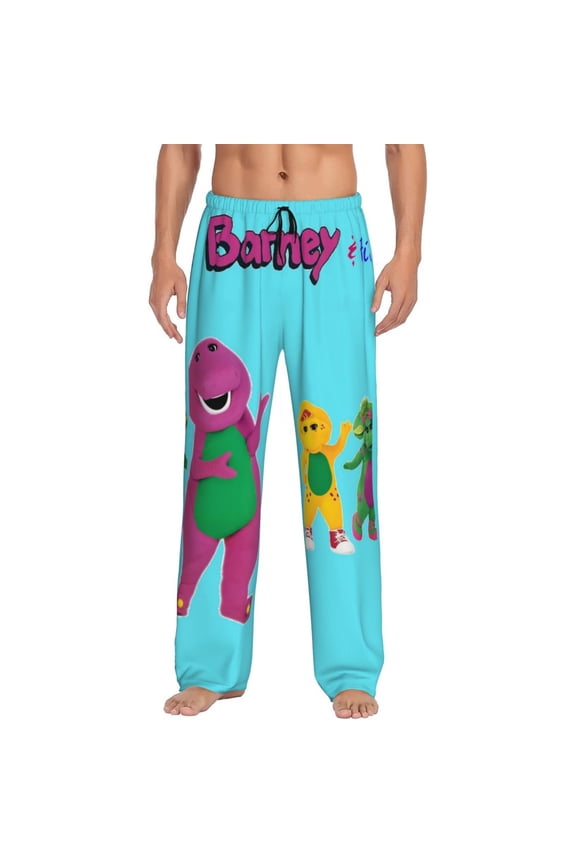 Barney And Friends Pajama Pants for Men, Super Soft All over Print Lounge Pants Sleepwear Bottom with Pockets Drawstring