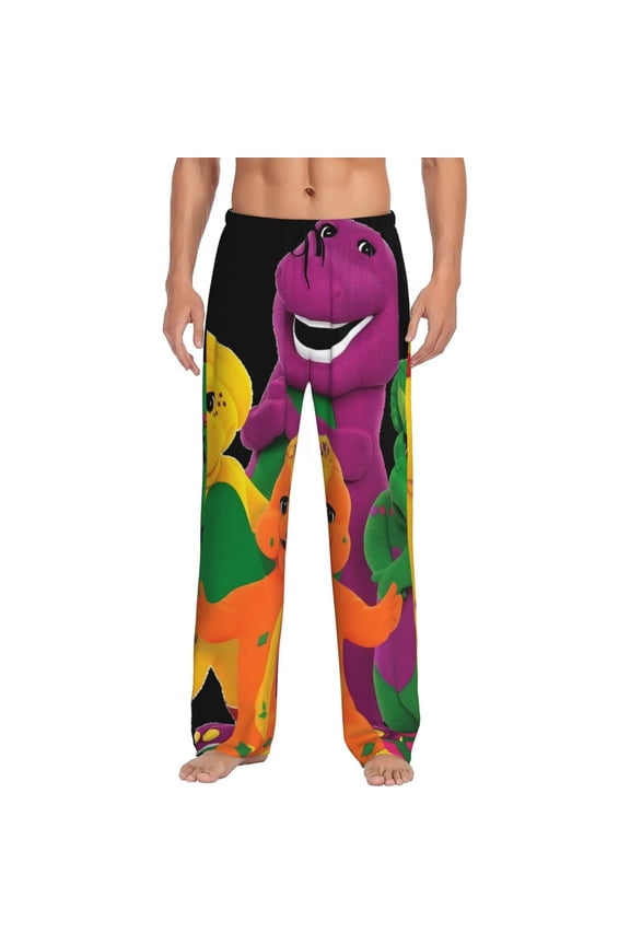 Barney And Friends Pajama Pants for Men, Super Soft All over Print Lounge Pants Sleepwear Bottom with Pockets Drawstring