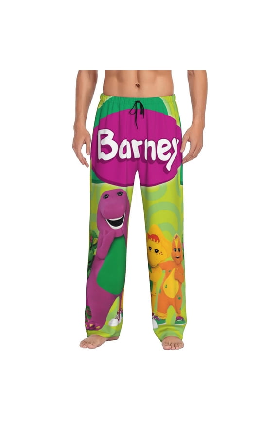 Barney And Friends Pajama Pants for Men, Super Soft All over Print Lounge Pants Sleepwear Bottom with Pockets Drawstring