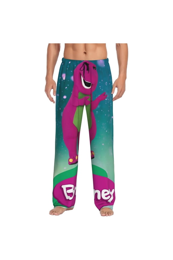 Barney And Friends Pajama Pants for Men, Super Soft All over Print Lounge Pants Sleepwear Bottom with Pockets Drawstring