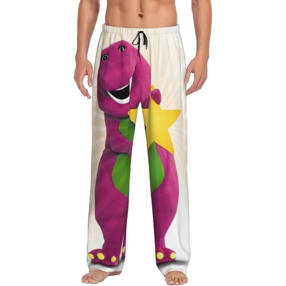 Barney And Friends Pajama Pants for Men, Super Soft All over Print Lounge Pants Sleepwear Bottom with Pockets Drawstring