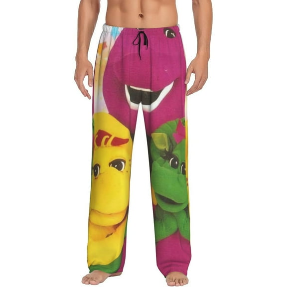 Barney And Friends Pajama Pants for Men, Super Soft All over Print Lounge Pants Sleepwear Bottom with Pockets Drawstring