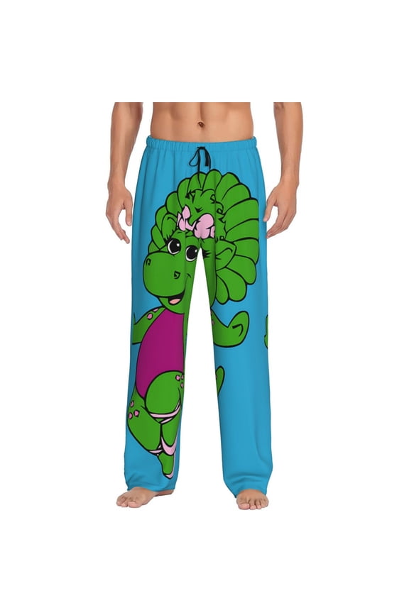 Barney And Friends Pajama Pants for Men, Super Soft All over Print Lounge Pants Sleepwear Bottom with Pockets Drawstring