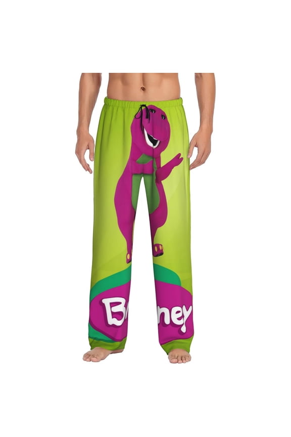 Barney And Friends Pajama Pants for Men, Super Soft All over Print Lounge Pants Sleepwear Bottom with Pockets Drawstring