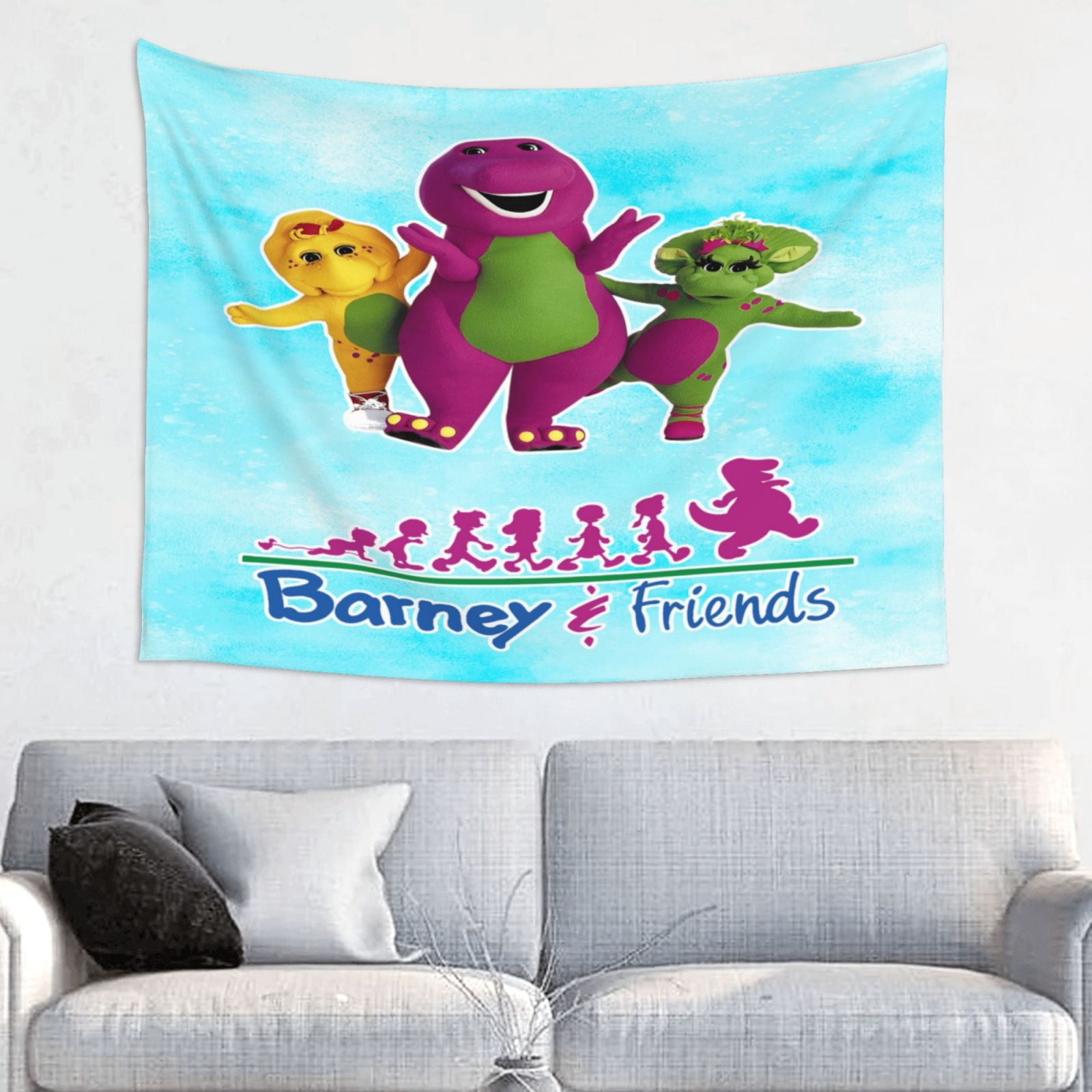 Barney And Friend Wall Art Cartoon Tapestry Hanging In Bedroom Living ...