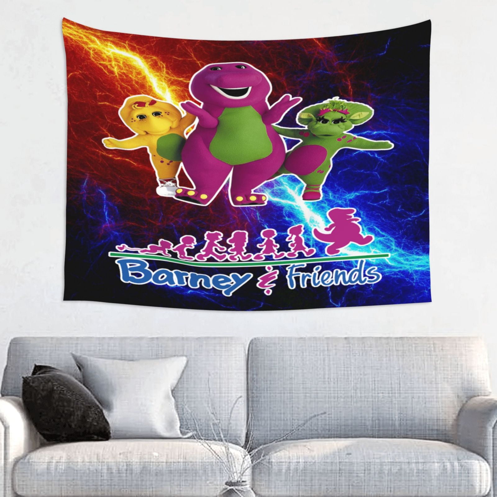 Barney And Friend Wall Art Cartoon Tapestry Hanging In Bedroom Living ...