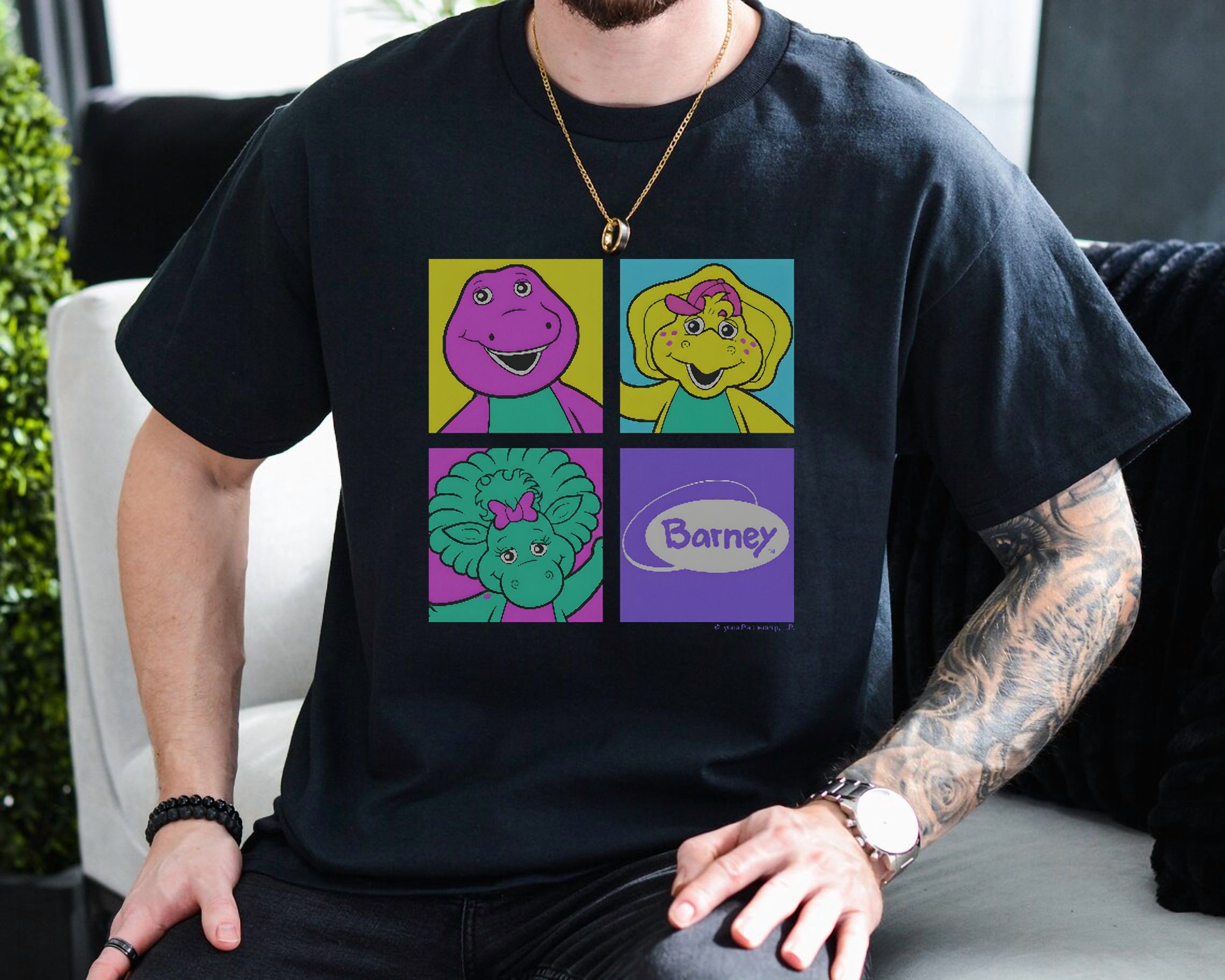 Barney BJ Baby Bop Color Pop Squares Fun Adventure Art Unisex T Shirt 
