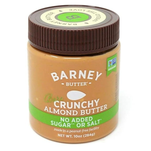 Barney Butter Almond Butter Bare Crunchy No Added Sugar or Salt, Skin-Free Almonds, No Stir, Non-GMO, Gluten Free, Keto, Paleo, Vegan 10 Ounce Jar