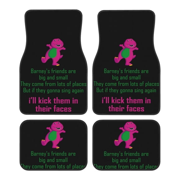 Barney And Friends Car Floor Mats Set of 4, Anti-Skid Universal Automotive Carpet Front Rear Floor Foot Pads Interior Accessories Decorative for Vehicle Car Truck SUV Van