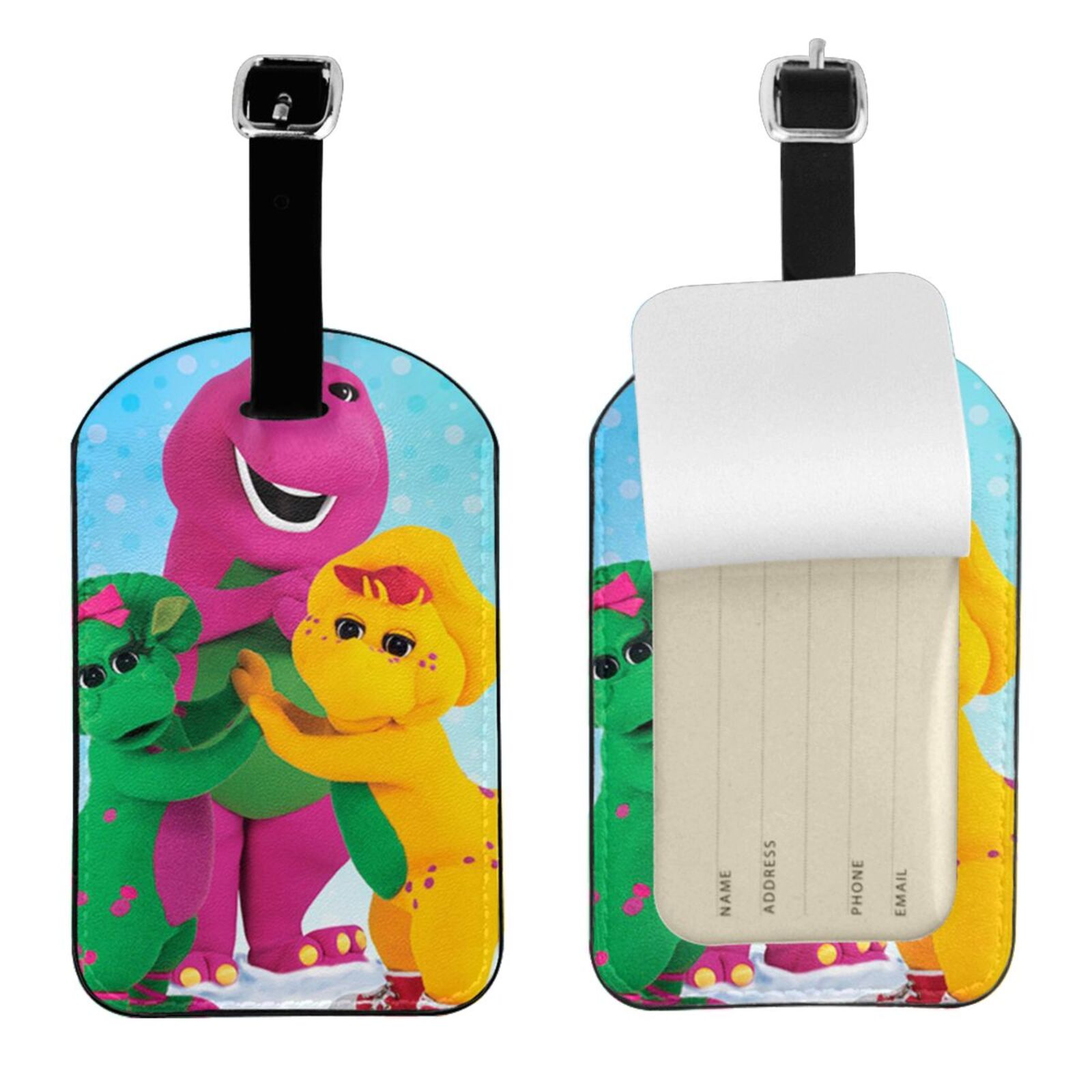 Barney & Friends Luggage Tag Pu Leather Suitcase Tags Identifiers Name ...