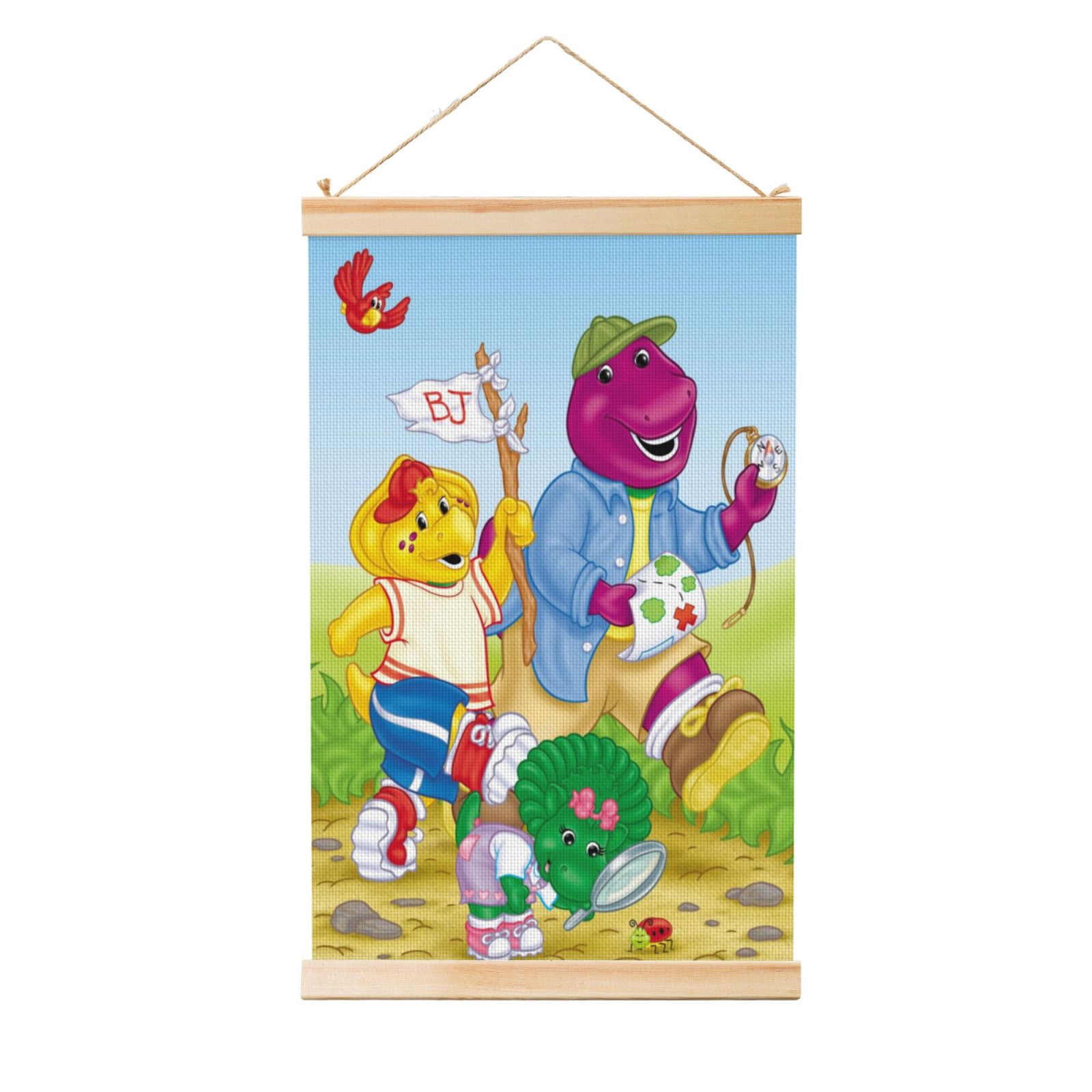 Barney And Friends Poster Canvas Wooden Shaft Hanging Poster Home Decor ...