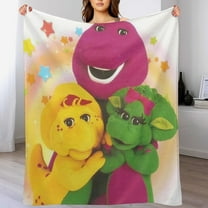 Barney And Friends Throw Blanket Cozy Warm Flannel Blanket for Living Room Bedroom Bed Sofa Camping Travel, All Seasons Fleece Blankets Gifts for Kids Girls Boys Adults 40"x30"