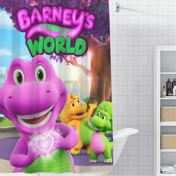 Barney and Friends-theme Bathroom Shower Curtain Home Decor,Bath Curtains Durable Waterproof Bath Curtain , Adluts Girls Boys Bathroom Decor House Gifts 48x71inch120cmX180cm