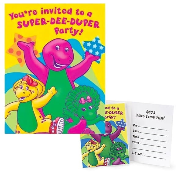 Barney 'Super Dee Duper' Invitations w/ Env. (8ct)
