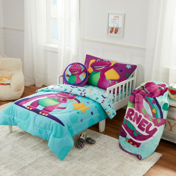Barney Toddler Bedding, 5Pc Set, Comforter, Sheet, Pillowcase
