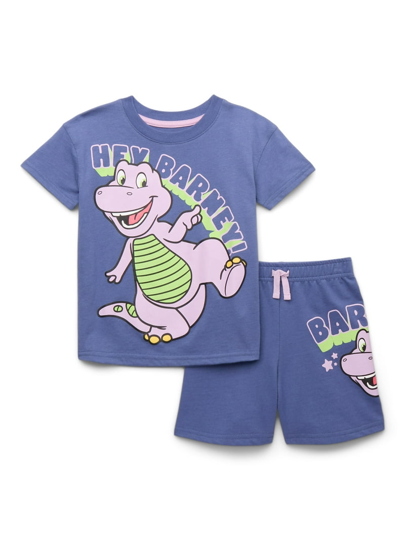 Barney Toddler Graphic Tee and Shorts Set, Cotton Blend, Sizes 12M