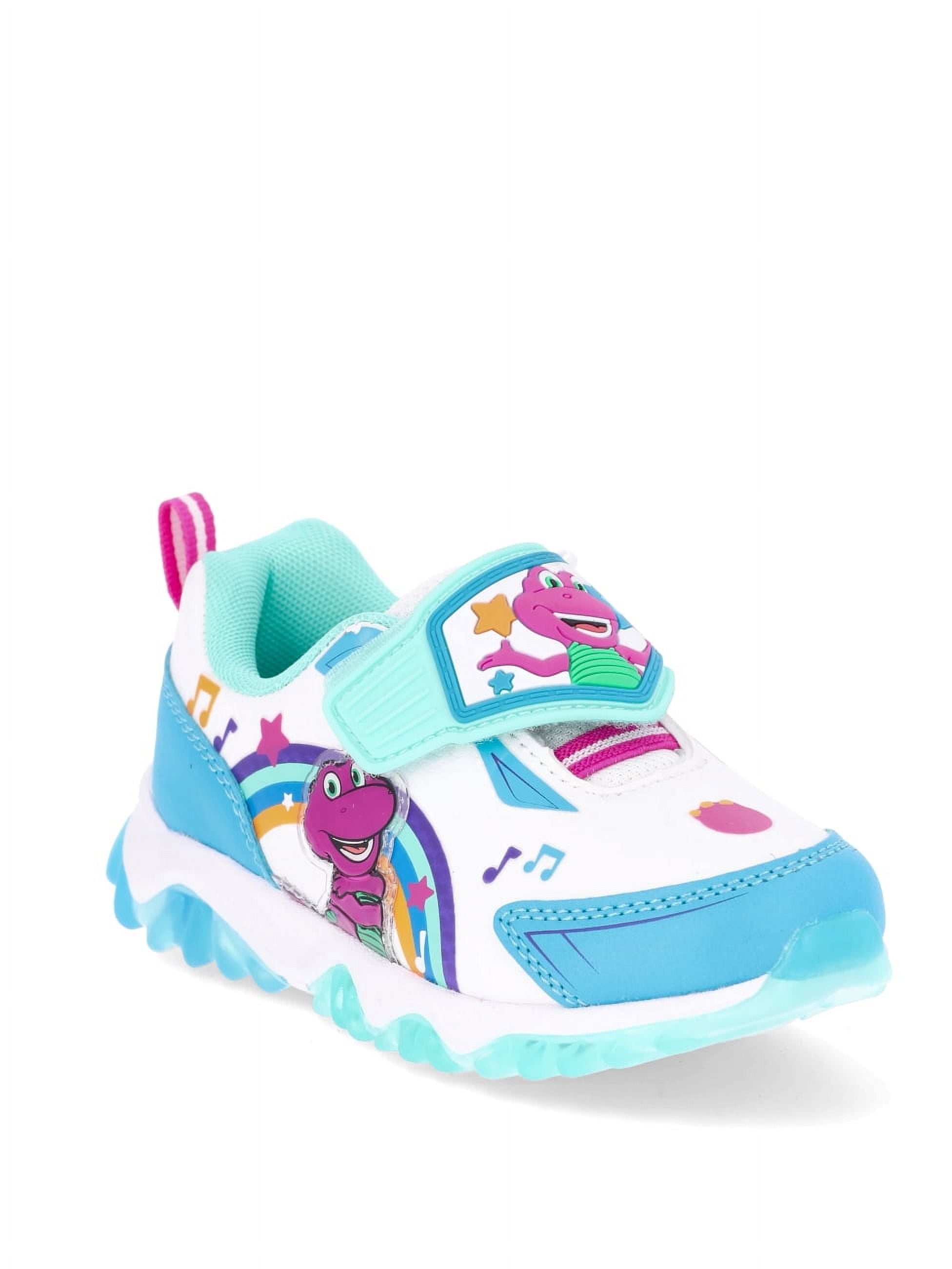 Barney Kids Light Up Athletic Sneakers Easy-On/Off Strap