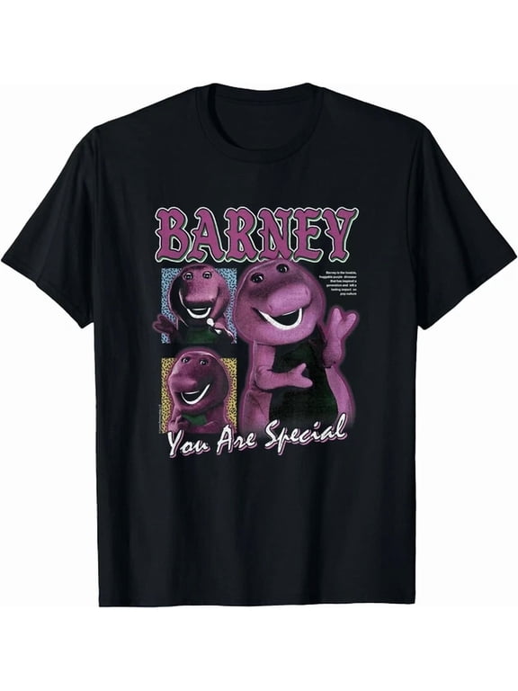 Barney You Are Special Collage Character Print Retro Graphic Design For Everyday Style T-Shirt, Size S-5XL