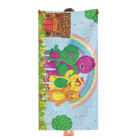 Barney and Friends Beach Towel 30"x60"for Women Girls Boys Teenager Men Quick Drying Microfiber Birthday Gift