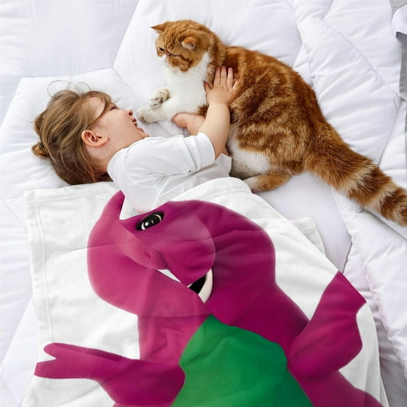 Barney and Friends Flannel Blanket 39*59 inch Soft And Comfortable With Clear Patterns And Easy Cleaning