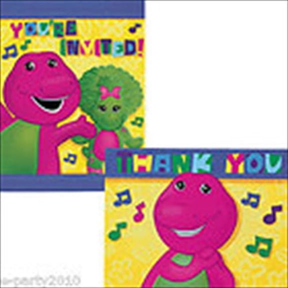 Barney and Friends Invitations and Thank You Notes w/ Env. (8ct ea.)