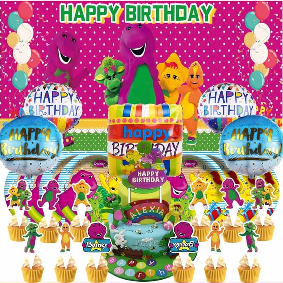 Barney and Friends Party Supplies Decor Tableware Backdrop Banner Cake Topper Balloons Birthday Decorations