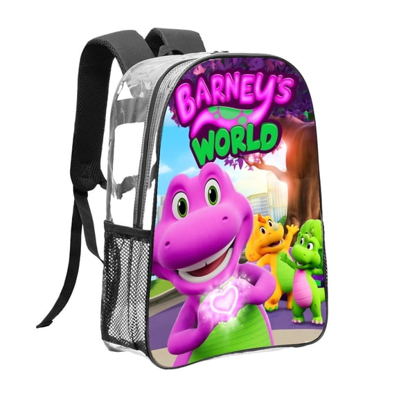 Barney and Friends-theme Clear Backpack Heavy Duty Transparent Bag See Through Bookbag for Work, Sport, College, Travel12.2X16.9"(31X43cm)