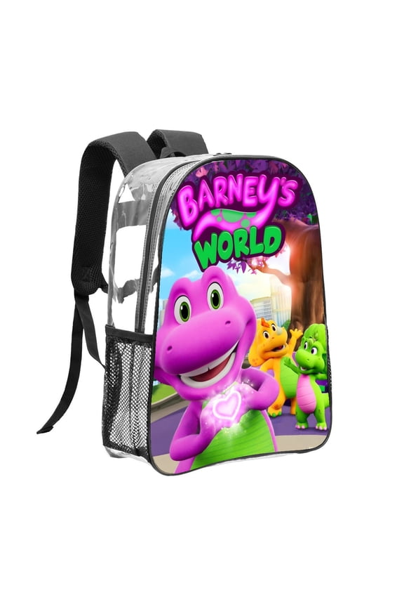 Barney and Friends-theme Clear Backpack Heavy Duty Transparent Bag See Through Bookbag for Work, Sport, College, Travel12.2X16.9"(31X43cm)