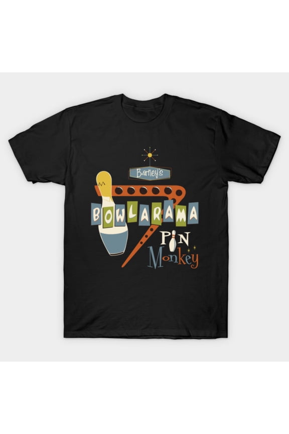 Barneys Bowlerama Retro Retro Local Ten Pin Alley League Sponsor Sign Unisex T-Shirt, up to size 3XL.
