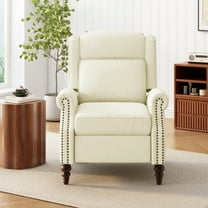 Barnn Modern Beige Fabric Upholstery Push Back Recliner