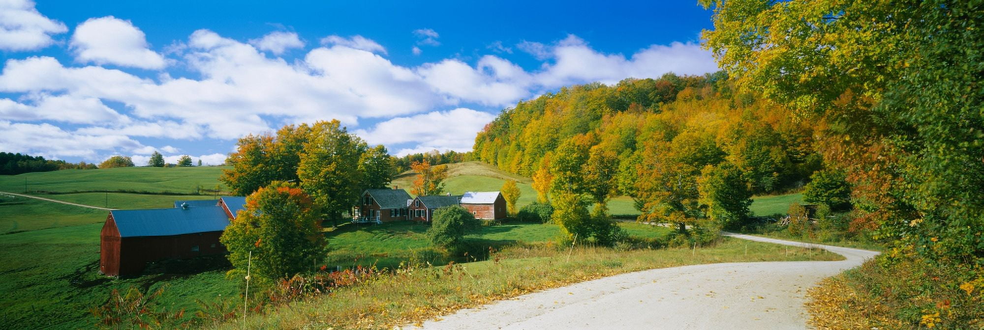Barns near a road Jenny Farm Vermont New England USA Canvas Art - Panoramic Images (27 x 9)