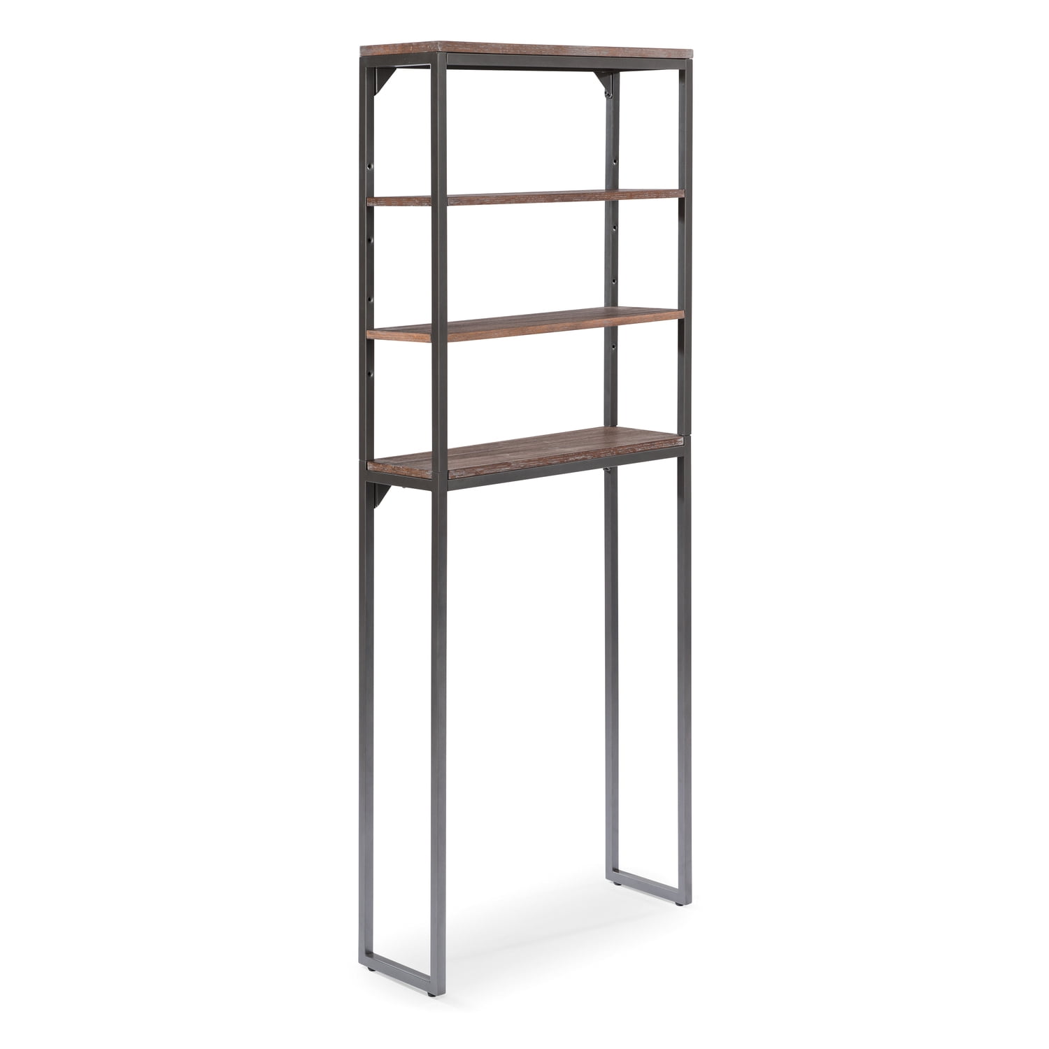 Gray and Driftwood Adjustable Over-the-Toilet Storage Stand