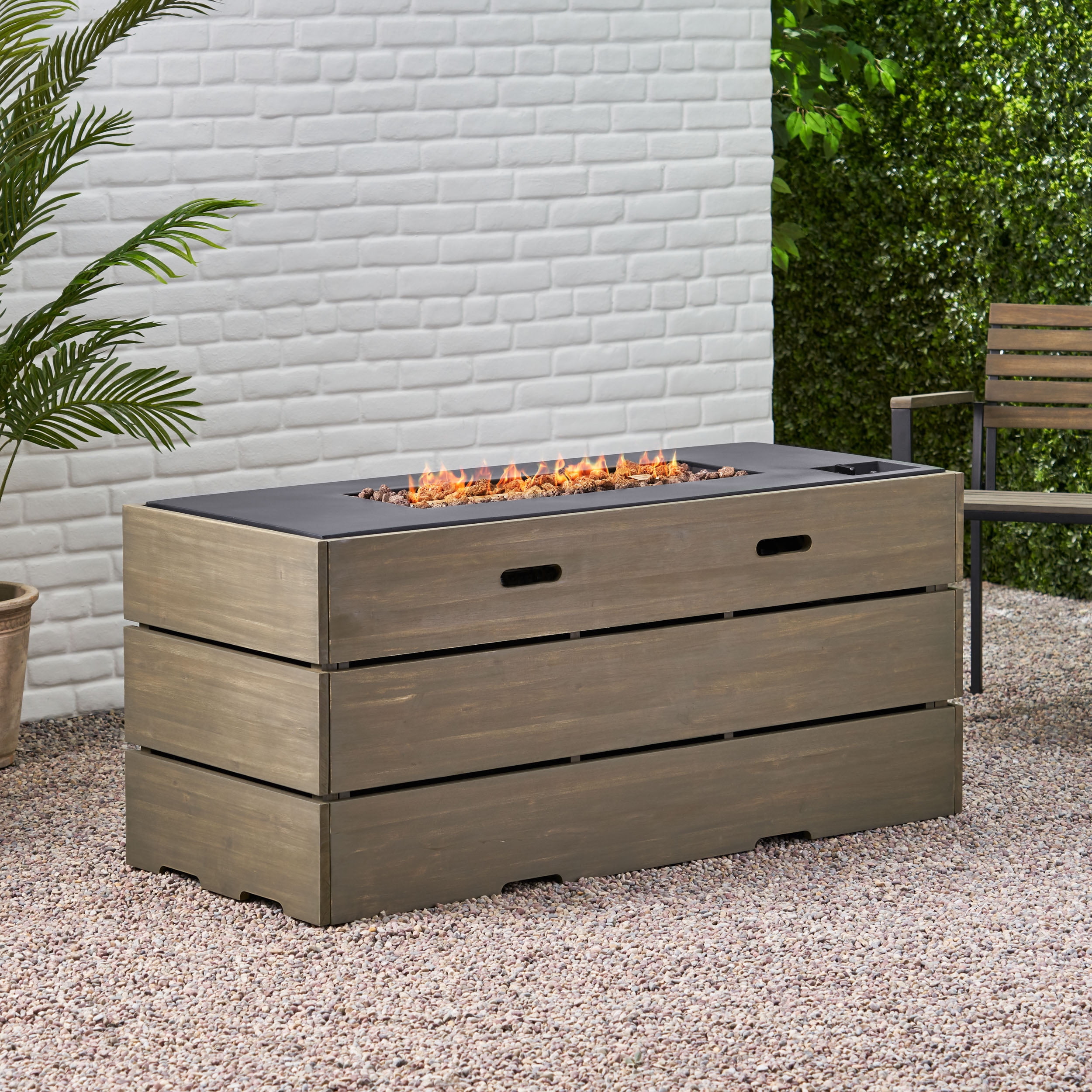 Ainsley outdoor modern concrete deals propane fire pit table