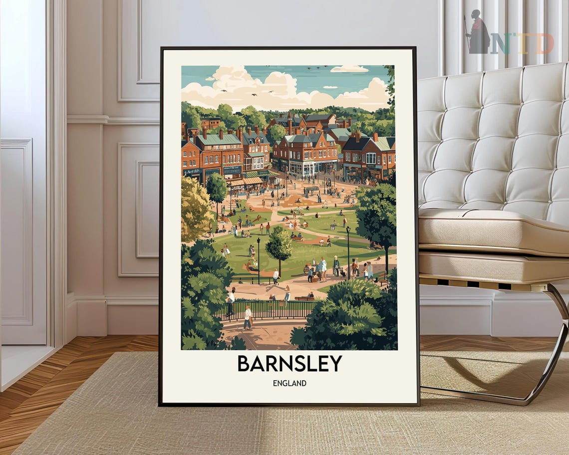Barnsley England City Map Wall Art Travel Decor Photo Print, Unframed ...