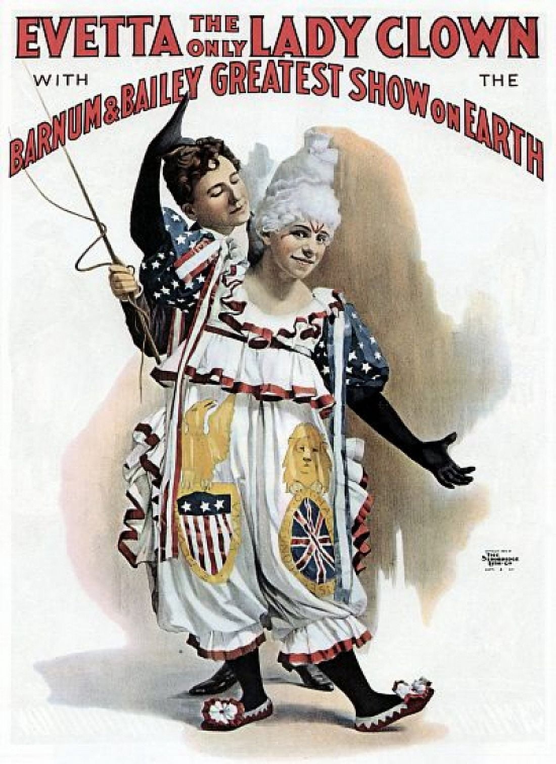 Barnum Bailey Evetta The Only Lady Clown Circus Canvas Art - (24 x 36)