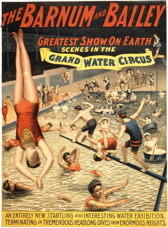 Barnum & Bailey - Grand Water Circus Circus Canvas Art - (24 x 36)