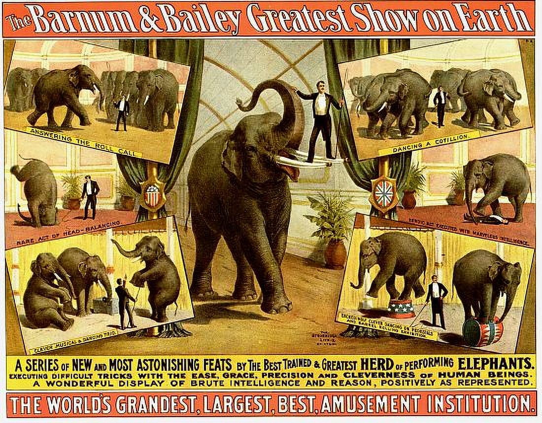 Barnum & Bailey Intelligent Herd of Elephants Canvas Art - (18 x 24)
