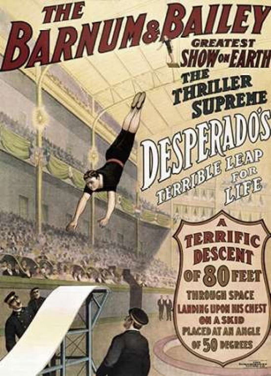 Barnum and Bailey - Desperados Terrible Leap Canvas Art - Unknown (20 x 28)