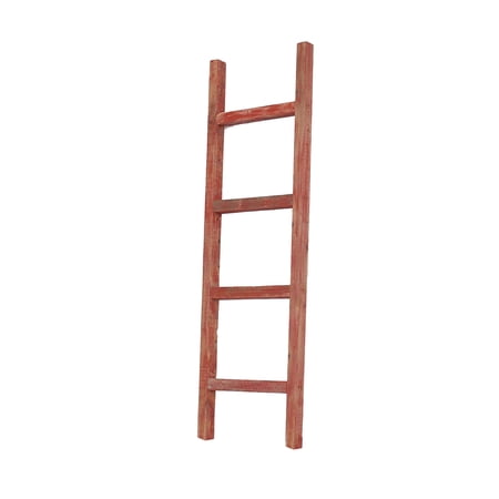 Barnwood Rustic Farmhouse 4ft Rustic Red Decorative Bookcase Display Ladder