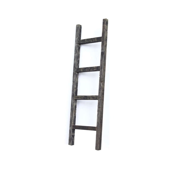 Barnwood Rustic Farmhouse 4ft Smoky Black Decorative Bookcase Display Ladder