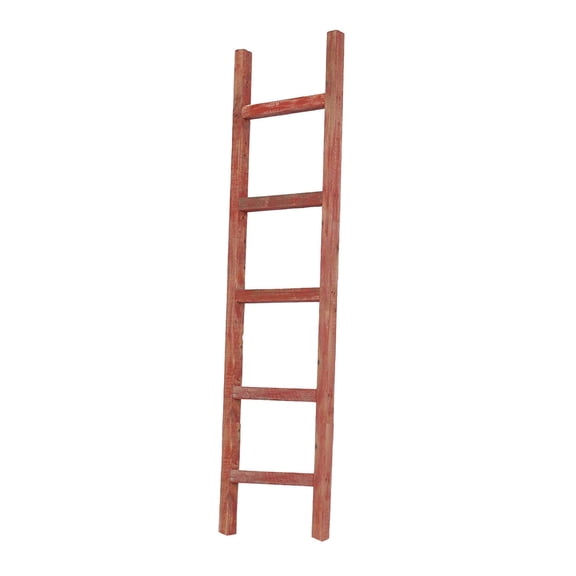 Barnwood Rustic Farmhouse 5ft Rustic Red Decorative Bookcase Display Ladder