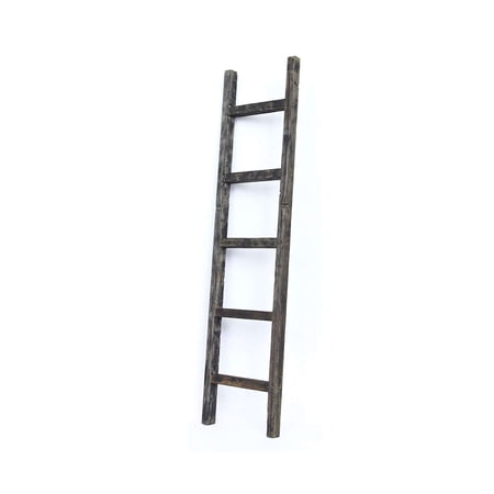 Barnwood Rustic Farmhouse 5ft Smoky Black Decorative Bookcase Display Ladder