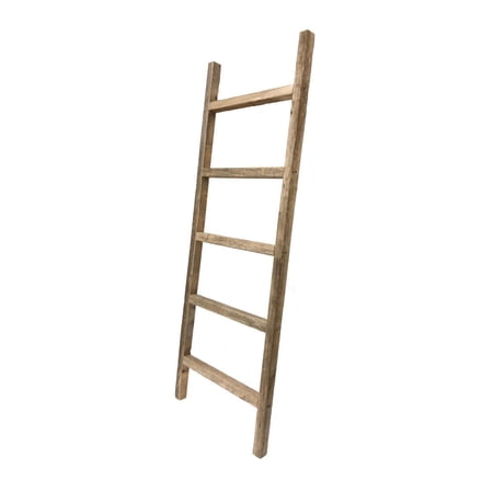 Barnwood Rustic Farmhouse 5ft Weathered Gray Decorative Bookcase Display Ladder (18" Wide Rungs)