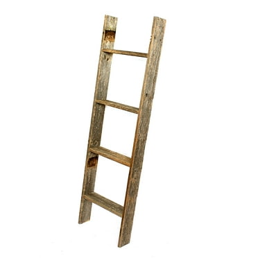 Barnwood Rustic Farmhouse 5ft Weathered Gray Wooden Decorative Bookcase Picket Display Ladder