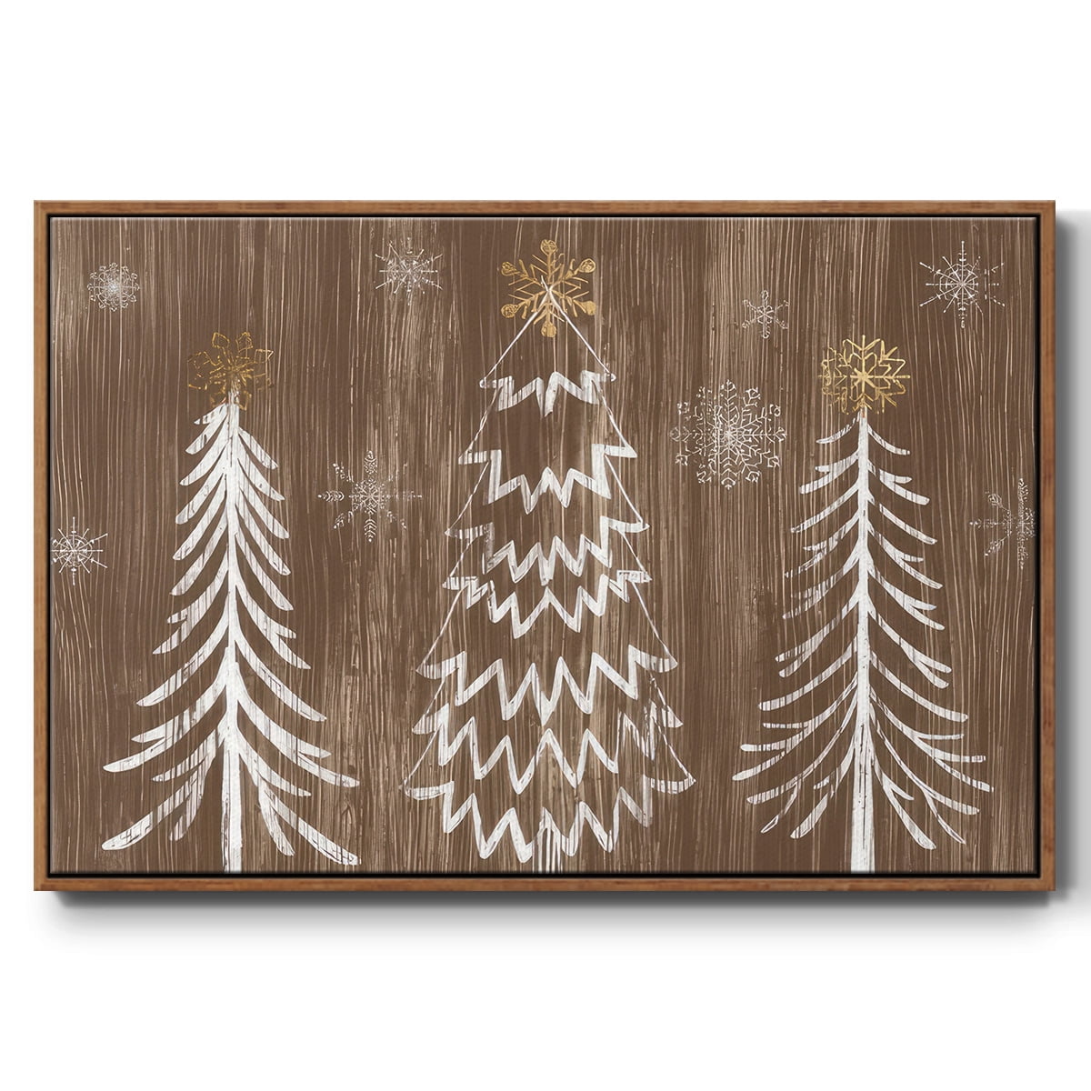 Barnwood Wonderland Collection A - Framed Gallery Wrapped Holiday Canvas - 17 x 25 - Rosewood Frame