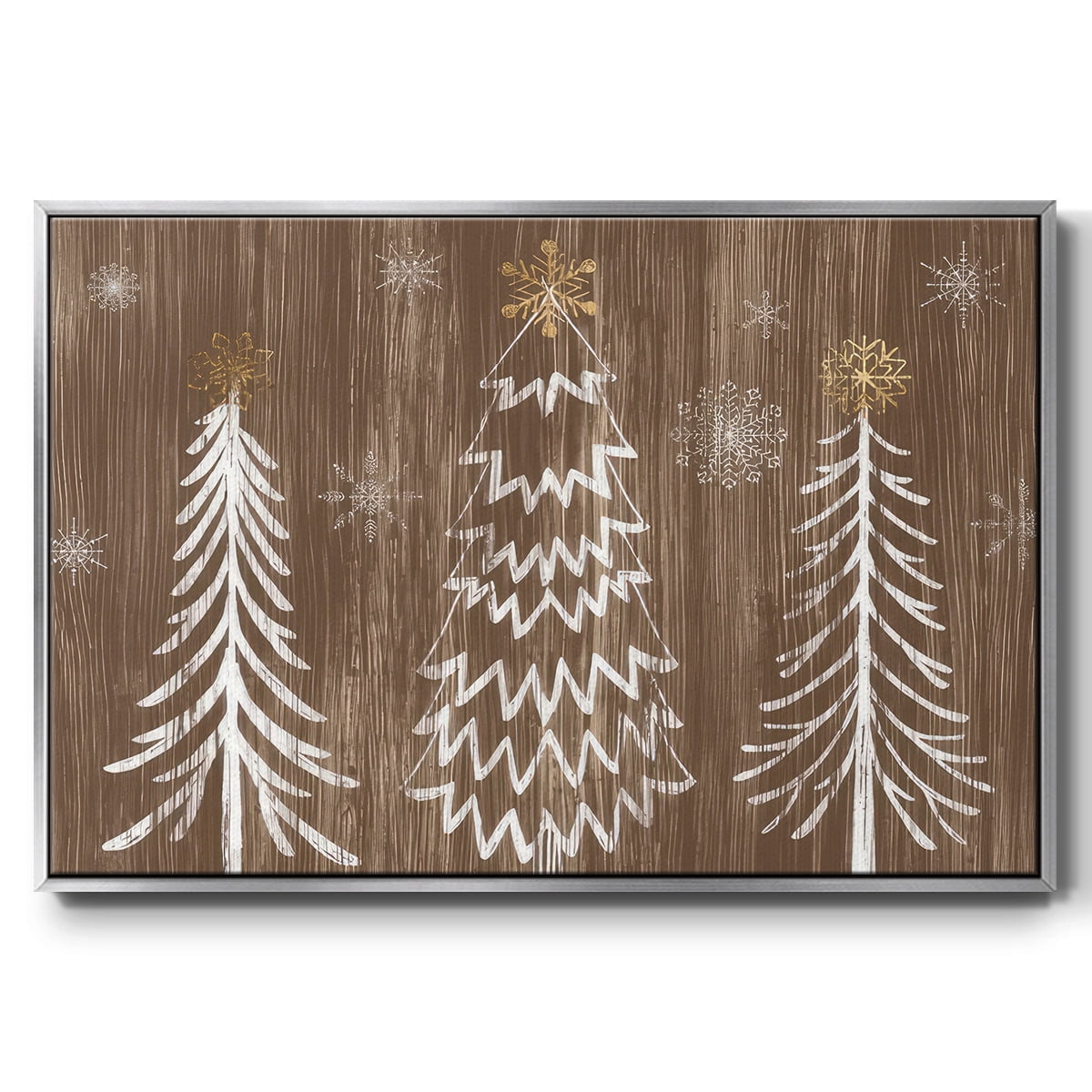Barnwood Wonderland Collection A - Framed Gallery Wrapped Holiday Canvas - 17 x 25 - Silver Frame
