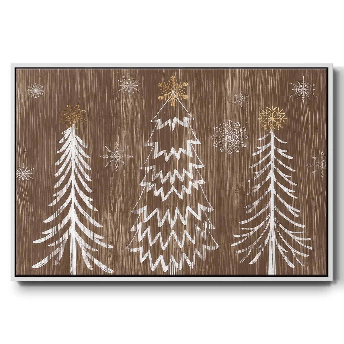 Barnwood Wonderland Collection A - Framed Gallery Wrapped Holiday Canvas - 17 x 25 - White Frame